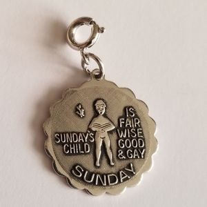 Vintage Sarah Coventry charm Everyday Child silver tone Sunday